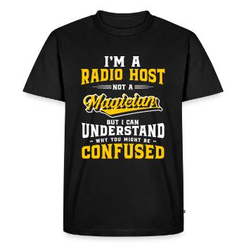 Annonce radio - T-shirt Premium bio Homme - noir - Devant - Nico (187cm)
