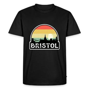 Bristol England Flag Skyline Travel Souvenir - Men's Premium Organic T-Shirt - black - Front - Nico (187cm)