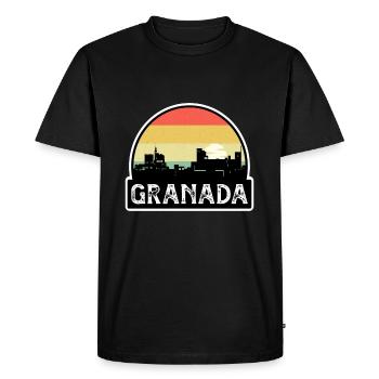 Grenade Espagne Flag Skyline Voyage Souvenir - T-shirt Premium bio Homme - noir - Devant - Nico (187cm)
