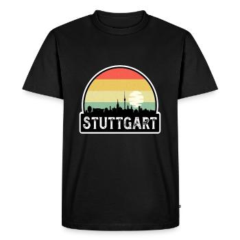 Stuttgart Germany Flag Skyline Travel Souvenir - Men's Premium Organic T-Shirt - black - Front - Nico (187cm)