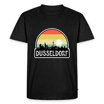 Dusseldorf Germany Flag Skyline Travel Souvenir - Men's Premium Organic T-Shirt - black - Front - Nico (187cm)