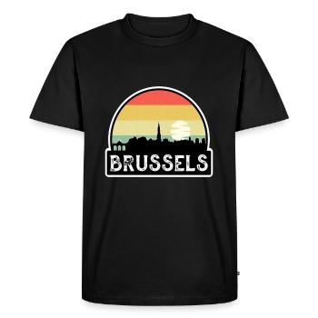 Bruxelles Belgique Flag Skyline Souvenir de voyage - T-shirt Premium bio Homme - noir - Devant - Nico (187cm)