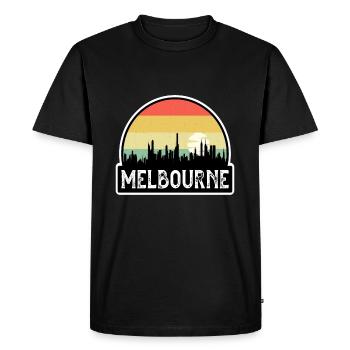 Melbourne Australia Flag Skyline Travel Souvenir - Men's Premium Organic T-Shirt - black - Front - Nico (187cm)