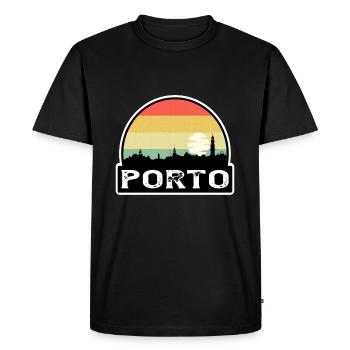 Porto Portugal Flag Skyline Souvenir de voyage - T-shirt Premium bio Homme - noir - Devant - Nico (187cm)