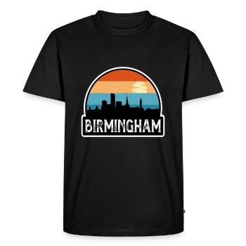 Birmingham England Flag Skyline Travel Souvenir - Men's Premium Organic T-Shirt - black - Front - Nico (187cm)