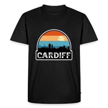 Cardiff Wales Flag Skyline Souvenir de voyage - T-shirt Premium bio Homme - noir - Devant - Nico (187cm)