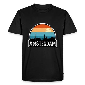 Amsterdam Pays-Bas Flag Skyline Souvenir de voyage - T-shirt Premium bio Homme - noir - Devant - Nico (187cm)