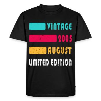 Août 2005 Anniversaire Août 2005 Août - T-shirt Premium bio Homme - noir - Devant - Nico (187cm)