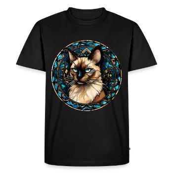 Verre aquarelle de race de chat balinais - T-shirt Premium bio Homme - noir - Devant - Nico (187cm)