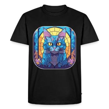 Peinture à l’aquarelle colorée de race de chat Chartreux - T-shirt Premium bio Homme - noir - Devant - Nico (187cm)