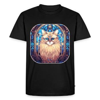 Peinture à l’aquarelle colorée de race de chat birman - T-shirt Premium bio Homme - noir - Devant - Nico (187cm)