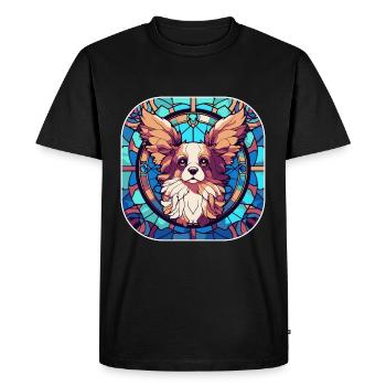 Peinture sur verre colorée Papillon Dog Breed Aquarelle - T-shirt Premium bio Homme - noir - Devant - Nico (187cm)