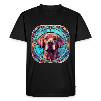 Peinture sur verre aquarelle colorée de race de chien Labrador - T-shirt Premium bio Homme - noir - Devant - Nico (187cm)