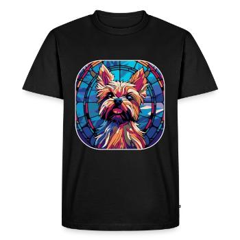 Peinture à l’aquarelle colorée de race de chien Yorkie - T-shirt Premium bio Homme - noir - Devant - Nico (187cm)