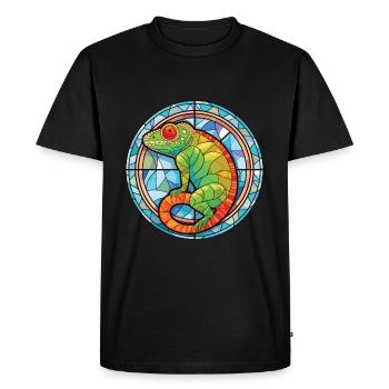 Chameleon Colorful Watercolor Animal Illustration - Men's Premium Organic T-Shirt - black - Front - Nico (187cm)
