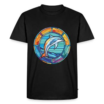 Dolphin Colorful Watercolor Animal Illustration - Men's Premium Organic T-Shirt - black - Front - Nico (187cm)