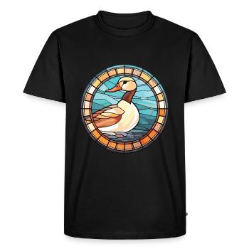 Duck Colorful Watercolor Animal Pet Illustration - Men's Premium Organic T-Shirt - black - Front - Nico (187cm)