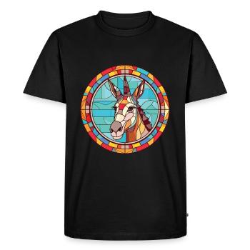 Illustration d’animal de compagnie aquarelle colorée d’âne - T-shirt Premium bio Homme - noir - Devant - Nico (187cm)
