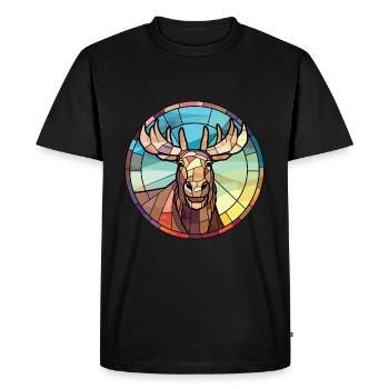 Moose Colorful Watercolor Animal Pet Illustration - Men's Premium Organic T-Shirt - black - Front - Nico (187cm)