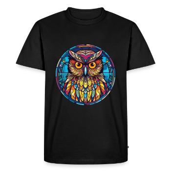 Hibou Aquarelle colorée Animal Animal Illustration - T-shirt Premium bio Homme - noir - Devant - Nico (187cm)
