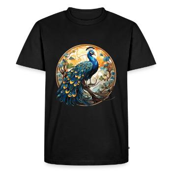 Paon Aquarelle colorée Illustration d’animaux - T-shirt Premium bio Homme - noir - Devant - Nico (187cm)