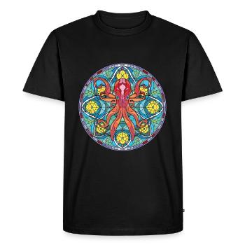Squid Colorful Watercolor Animal Pet Illustration - Men's Premium Organic T-Shirt - black - Front - Nico (187cm)