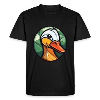 Duck Colorful Watercolor Animal Pet Illustration - Men's Premium Organic T-Shirt - black - Front - Nico (187cm)