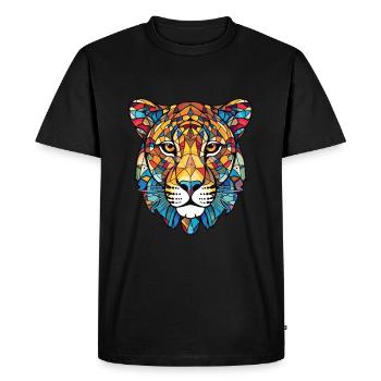 Leopard Colorful Watercolor Animal Illustration - Men's Premium Organic T-Shirt - black - Front - Nico (187cm)