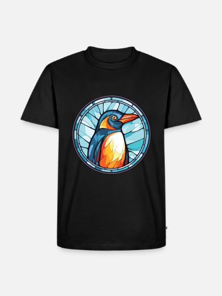 Pinguin Bunte Aquarell-Tierillustration - Männer Premium Bio T-Shirt - Schwarz