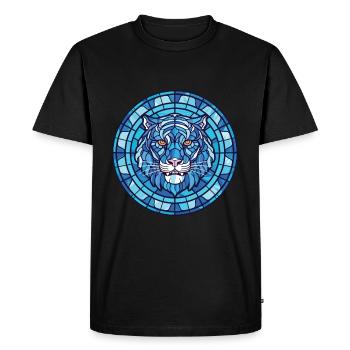 Bleu Tigre Aquatique Aquarelle Coloré Animal Pet - T-shirt Premium bio Homme - noir - Devant - Nico (187cm)