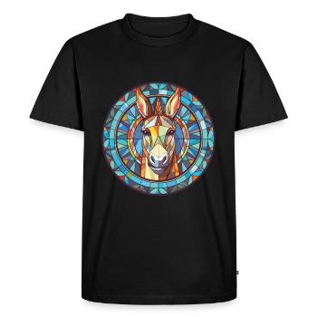 Illustration d’animal de compagnie aquarelle colorée d’âne - T-shirt Premium bio Homme - noir - Devant - Nico (187cm)