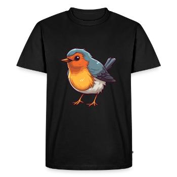 Robin Cartoon Kawaii Illustration à l’aquarelle - T-shirt Premium bio Homme - noir - Devant - Nico (187cm)