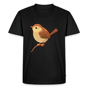 Wren Bird Cartoon Kawaii Aquarelle Illustration - T-shirt Premium bio Homme - noir - Devant - Nico (187cm)