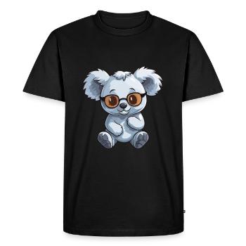 Koala Wearing Glasses Cartoon Kawaii Illustration - Men's Premium Organic T-Shirt - black - Front - Nico (187cm)