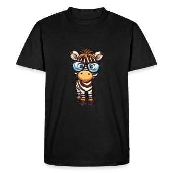 Zebra Wearing Glasses Cartoon Kawaii Illustration - Men's Premium Organic T-Shirt - black - Front - Nico (187cm)
