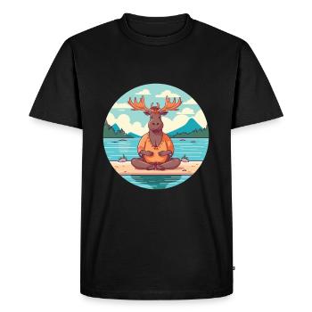 Moose Cartoon Yoga Beach Summer Illustration - Men's Premium Organic T-Shirt - black - Front - Nico (187cm)