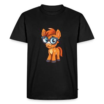 Pony Wearing Glasses Cartoon Kawaii Illustration - Men's Premium Organic T-Shirt - black - Front - Nico (187cm)