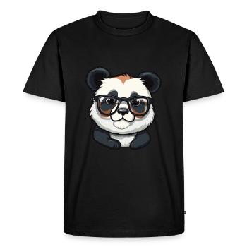 Panda Wearing Glasses Cartoon Kawaii Illustration - Men's Premium Organic T-Shirt - black - Front - Nico (187cm)