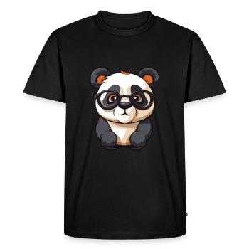 Panda Wearing Glasses Cartoon Kawaii Illustration - Men's Premium Organic T-Shirt - black - Front - Nico (187cm)