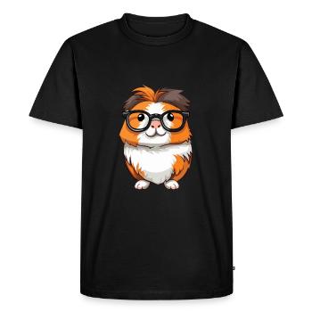 Cochon d’Inde avec lunettes Cartoon Kawaii Illustratio - T-shirt Premium bio Homme - noir - Devant - Nico (187cm)