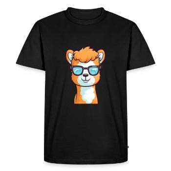 Alpaga portant des lunettes Cartoon Kawaii Illustration - T-shirt Premium bio Homme - noir - Devant - Nico (187cm)