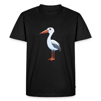 Stork Cartoon Kawaii Aquarelle Illustration - T-shirt Premium bio Homme - noir - Devant - Nico (187cm)