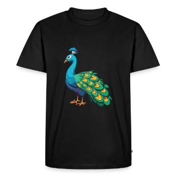Peacock Cartoon Kawaii Aquarelle Illustration - T-shirt Premium bio Homme - noir - Devant - Nico (187cm)