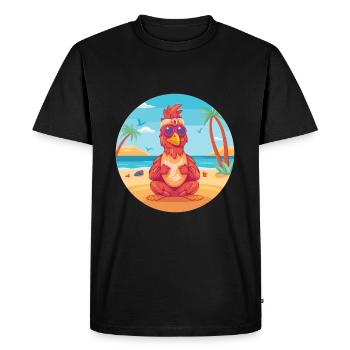 Coq Cartoon Yoga Plage Illustration D’été - T-shirt Premium bio Homme - noir - Devant - Nico (187cm)