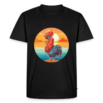 Coq drôle de dessin animé kawaii plage illustration - T-shirt Premium bio Homme - noir - Devant - Nico (187cm)
