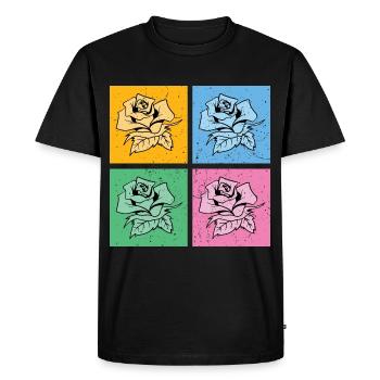 Jardin botanique Cadeau floral Pop Art Roses - T-shirt Premium bio Homme - noir - Devant - Nico (187cm)