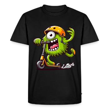 Monstre mignon drôle sur escooter - T-shirt Premium bio Homme - noir - Devant - Nico (187cm)