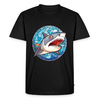 Shark Colorful Watercolor Animal Pet Illustration - Men's Premium Organic T-Shirt - black - Front - Nico (187cm)