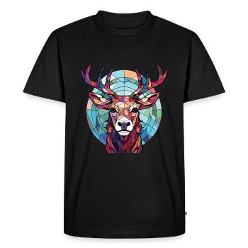 Wapiti Aquarelle colorée Animal animal Illustration d’animaux de compagnie - T-shirt Premium bio Homme - noir - Devant - Nico (187cm)