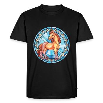 Poney Bébé Cheval Aquarelle Colorée Animal Cartoon - T-shirt Premium bio Homme - noir - Devant - Nico (187cm)